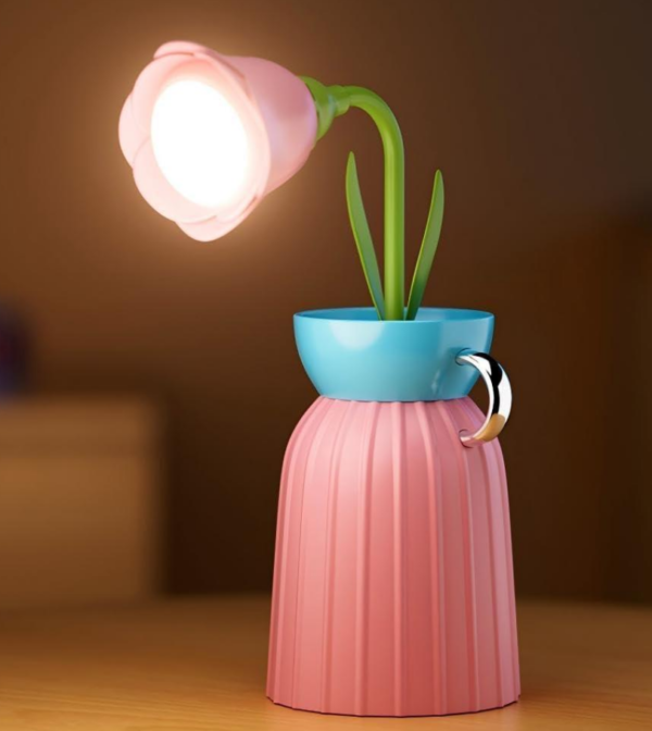 Rose Flower Desk Lamp - Stepless dimming, three color temperatures, rechargeable, brightness memory