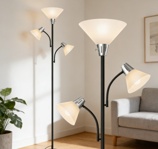 Dimmable Floor Lamp - Replaceable 3000K energy-saving bulb, modern bright design