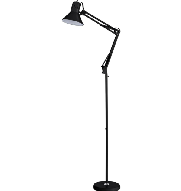 Swing Arm Metal Floor Lamp - 72 inches tall, multi-joint adjustment, includes LED bulb
