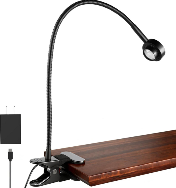 USB-C Clip Lamp - 3 color modes, dimmable LED, flexible lamp arm