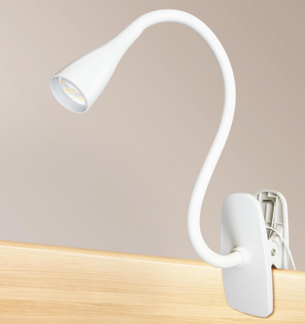 LED Eye-Protection Reading Lamp - 360° flexible lamp arm, 5W, 3000K, clip-on design